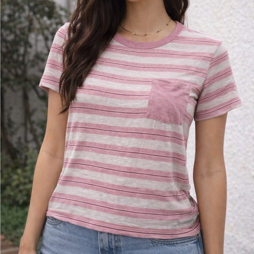 Ultra Flirt Pink and White Striped Tee